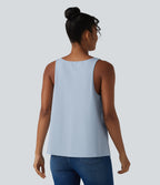 U Neck Tie Front Casual Cotton Tank Top — Skyride — view 2