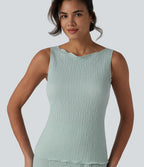 Boat Neck Casual Tank Top — Pistachio — view 1