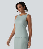 Boat Neck Casual Tank Top — Pistachio — view 3