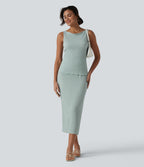Boat Neck Casual Tank Top — Pistachio — view 6