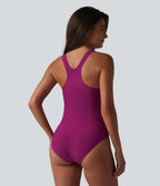 Built-in Bra Tummy Control Leopard Print One-Piece Swimsuit — Violet Quartz — view 2