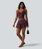 Airy Adjustable Straps Eyelet Built-in Bra Cropped InstantCool Casual Tank Top — Fig — view 6