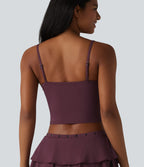 Airy Adjustable Straps Eyelet Built-in Bra Cropped InstantCool Casual Tank Top — Fig — view 5