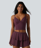Airy Adjustable Straps Eyelet Built-in Bra Cropped InstantCool Casual Tank Top — Fig — view 4