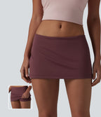 Low Rise 2-in-1 Micro Bodycon Casual Skirt — Red Mahogany — view 1