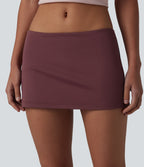 Low Rise 2-in-1 Micro Bodycon Casual Skirt — Red Mahogany — view 5