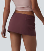 Low Rise 2-in-1 Micro Bodycon Casual Skirt — Red Mahogany — view 2