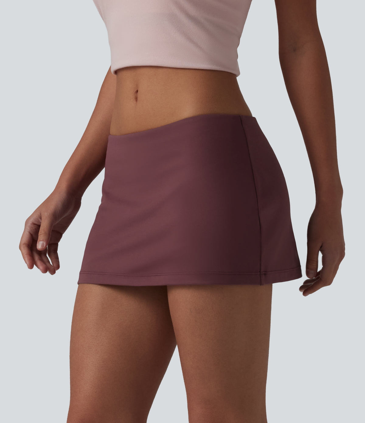 Low Rise 2-in-1 Micro Bodycon Casual Skirt — Red Mahogany — view 3