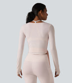 Long Sleeve Crossover Tie InstantCool Yoga Top-UPF50+ — Primrose Pink — view 8