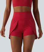 Airy High Waisted InstantCool Yoga Shorts 3'' with Pockets — Salsa — view 1