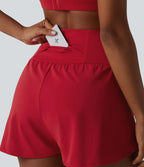 Airy High Waisted InstantCool Yoga Shorts 3'' with Pockets — Salsa — view 4