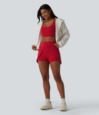 Airy High Waisted InstantCool Yoga Shorts 3'' with Pockets — Salsa — view 7