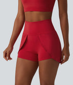 Airy High Waisted InstantCool Yoga Shorts 3'' with Pockets — Salsa — view 6
