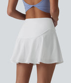 Airy High Waisted Eyelet 2-in-1 InstantCool Mini Tennis Skirt with Pockets — White — view 2