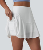 Airy High Waisted Eyelet 2-in-1 InstantCool Mini Tennis Skirt with Pockets — White — view 4
