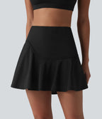 Airy High Waisted Eyelet 2-in-1 InstantCool Mini Tennis Skirt with Pockets — Black — view 9