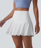 Airy High Waisted Eyelet 2-in-1 InstantCool Mini Tennis Skirt with Pockets — White — view 3