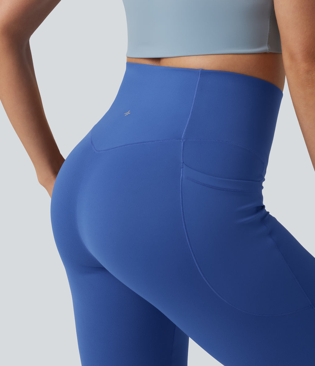High Waisted Tummy Control Dance Cropped Balloon Joggers with Pockets — Beaucoup Blue — view 6