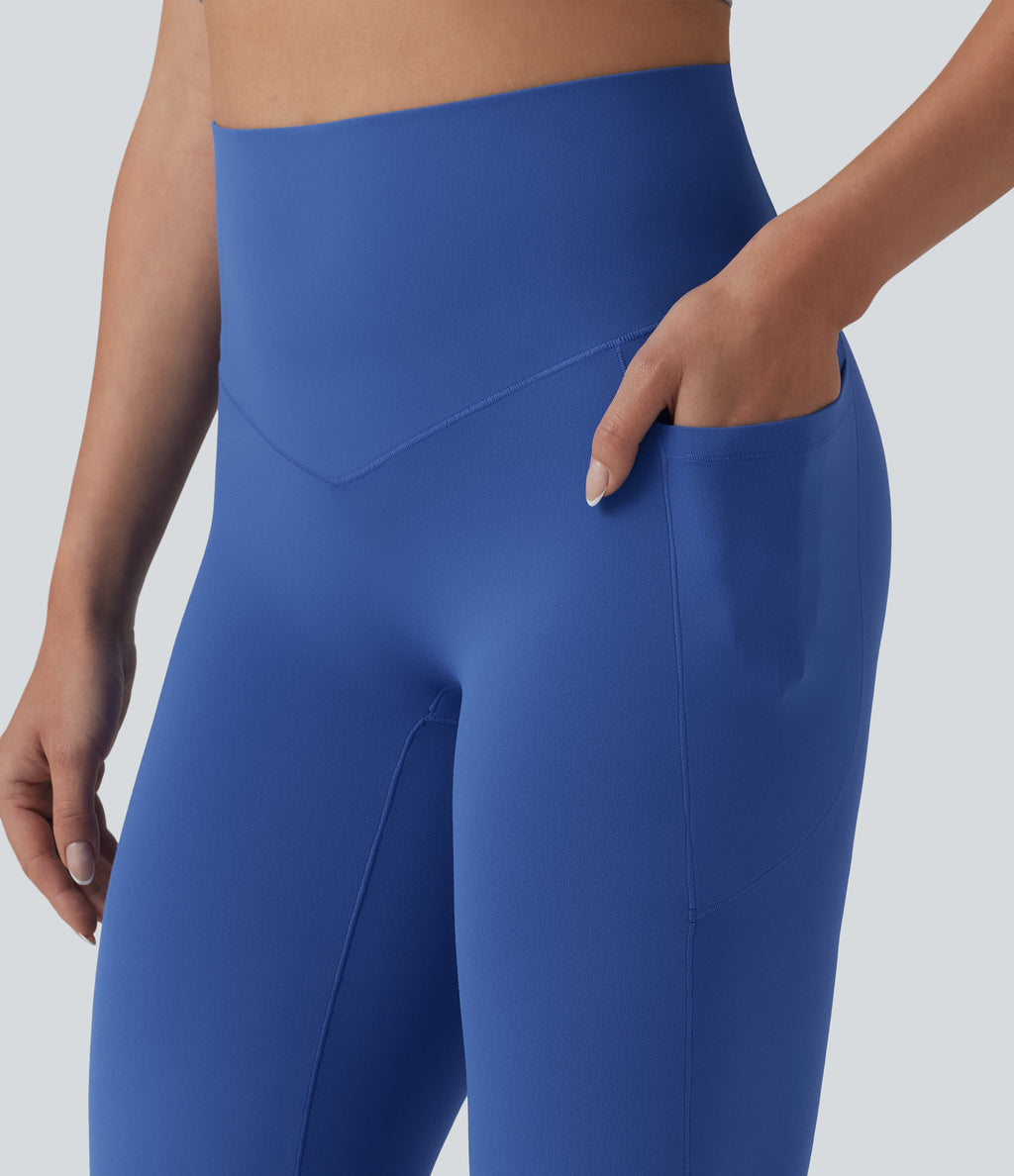 High Waisted Tummy Control Dance Cropped Balloon Joggers with Pockets — Beaucoup Blue — view 5