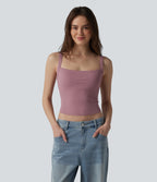 Ribbed Knit InstantCool Anti-odor Adjustable Straps Built-in Bra Casual Tank Top-UPF40+ — Nostalgia Rose — view 4