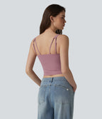 Ribbed Knit InstantCool Anti-odor Adjustable Straps Built-in Bra Casual Tank Top-UPF40+ — Nostalgia Rose — view 2