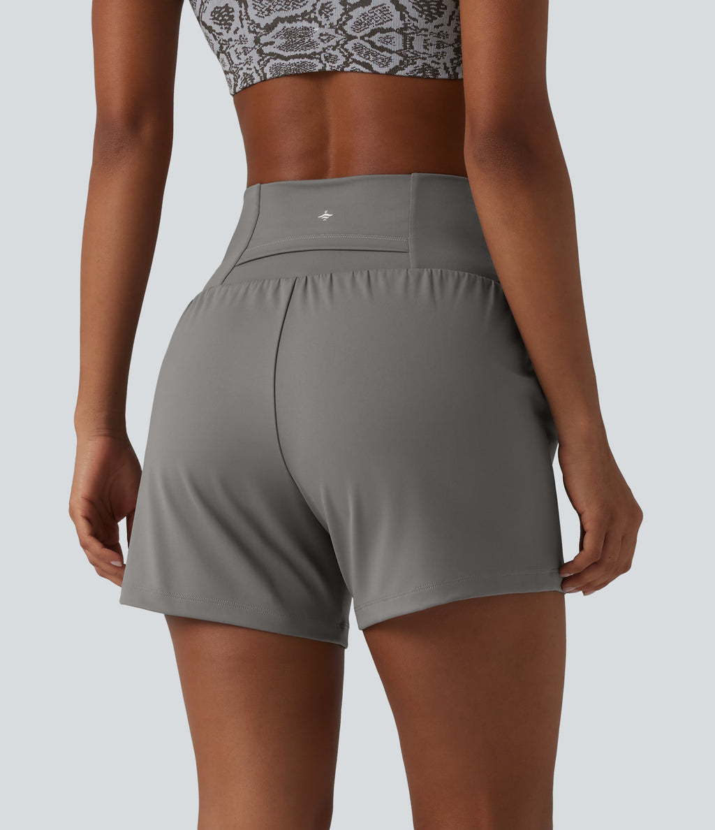 Airy Super High Waisted 2-in-1 InstantCool Yoga Shorts 5'' with Pockets — Steeple Gray — view 2
