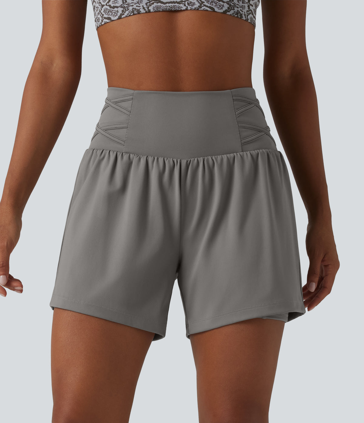 Airy Super High Waisted 2-in-1 InstantCool Yoga Shorts 5'' with Pockets — Steeple Gray — view 1