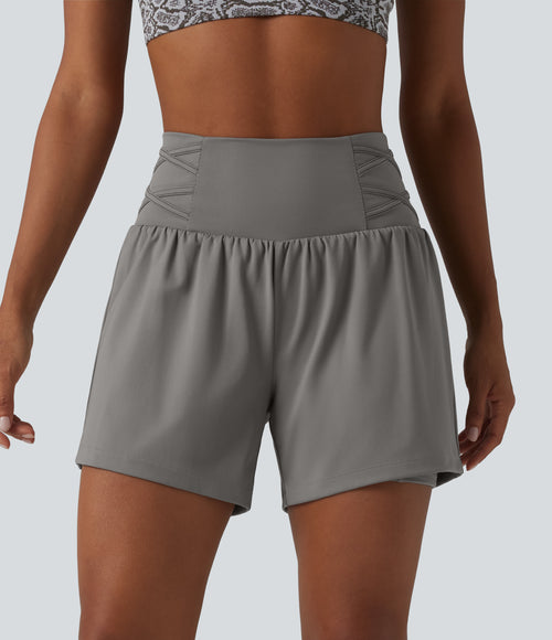 Airy Super High Waisted 2-in-1 InstantCool Yoga Shorts 5'' with Pockets — Steeple Gray — view 1