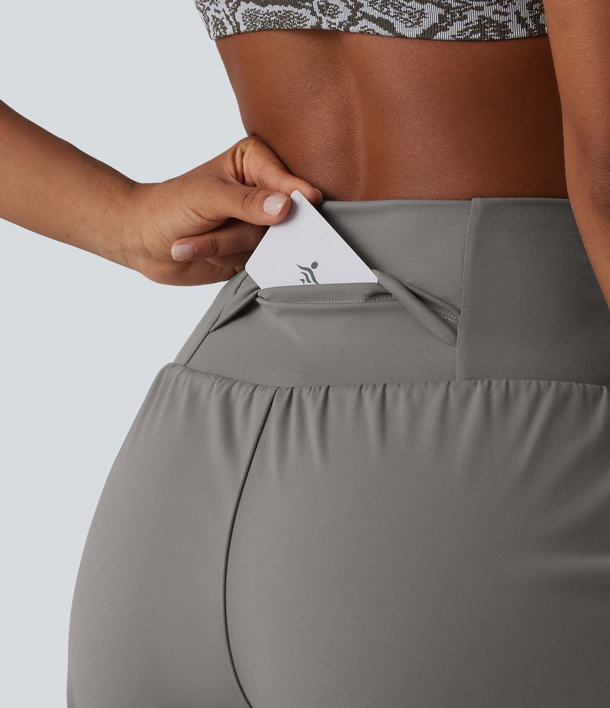 Airy Super High Waisted 2-in-1 InstantCool Yoga Shorts 5'' with Pockets — Steeple Gray — view 4