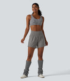 Airy Super High Waisted 2-in-1 InstantCool Yoga Shorts 5'' with Pockets — Steeple Gray — view 7