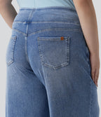 Plus Size Mid Rise Draped Lyocell Washed Baggy Casual Jeans with Pockets — Blue Jasper Denim — view 4