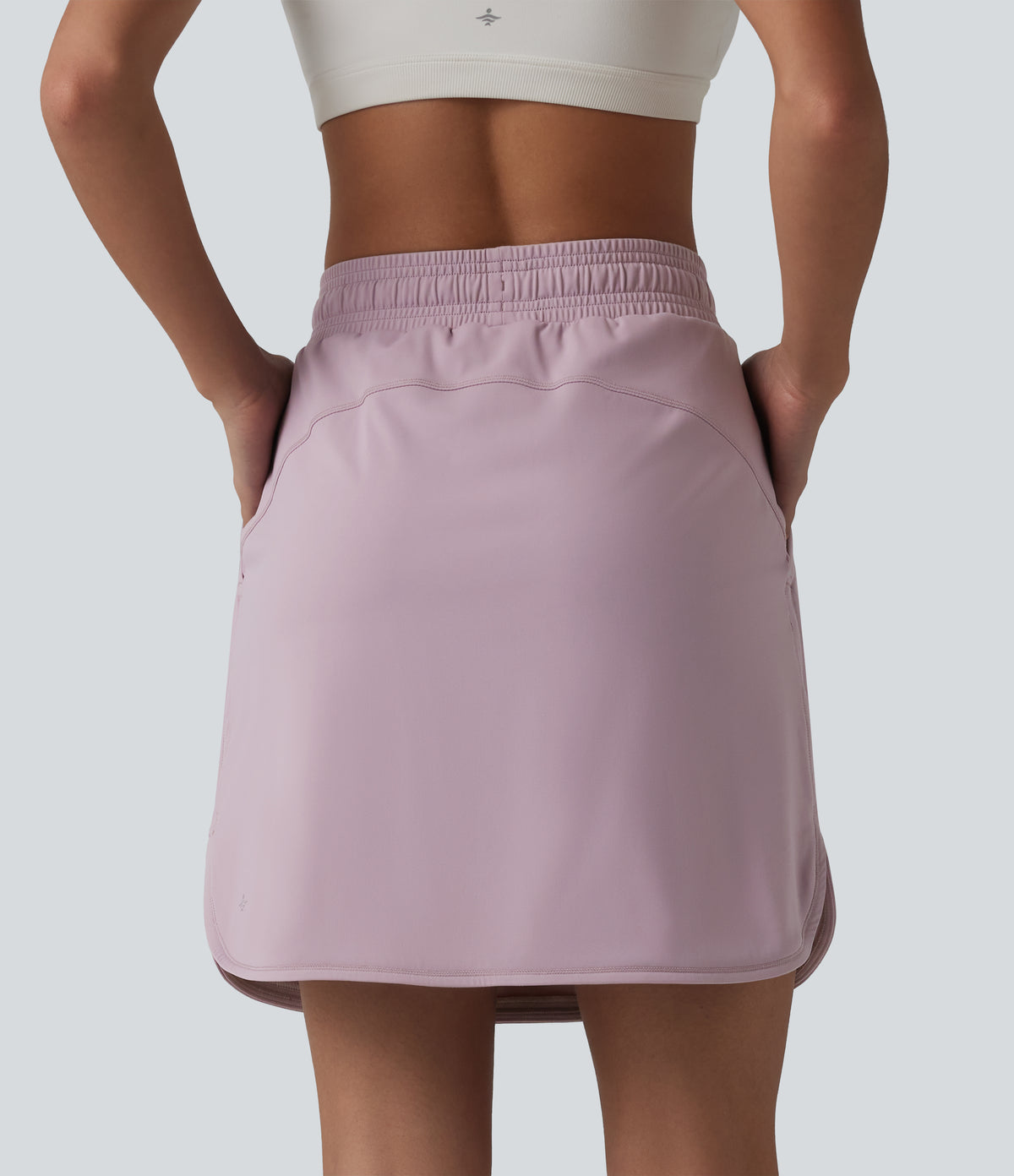 Airy Mid Rise Drawstring Curved Hem 2-in-1 InstantCool Workout Skirt with Pockets — Pink Purple — view 5