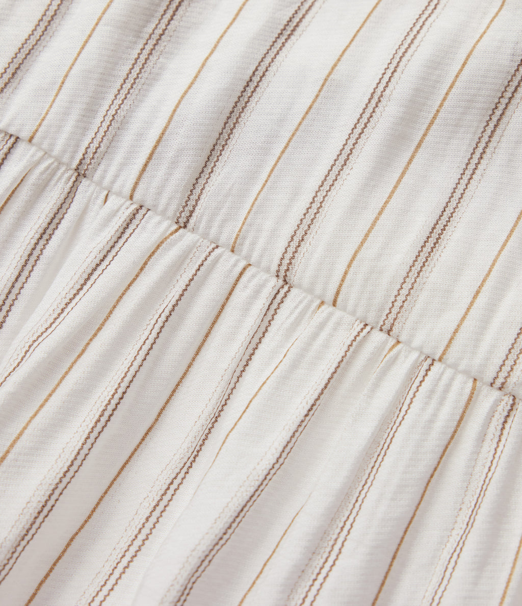 V Neck Lace Up Stripe Flowy Maxi Dress — Honey Oat Stripe — view 8