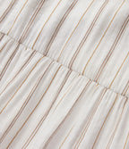 V Neck Lace Up Stripe Flowy Maxi Dress — Honey Oat Stripe — view 8