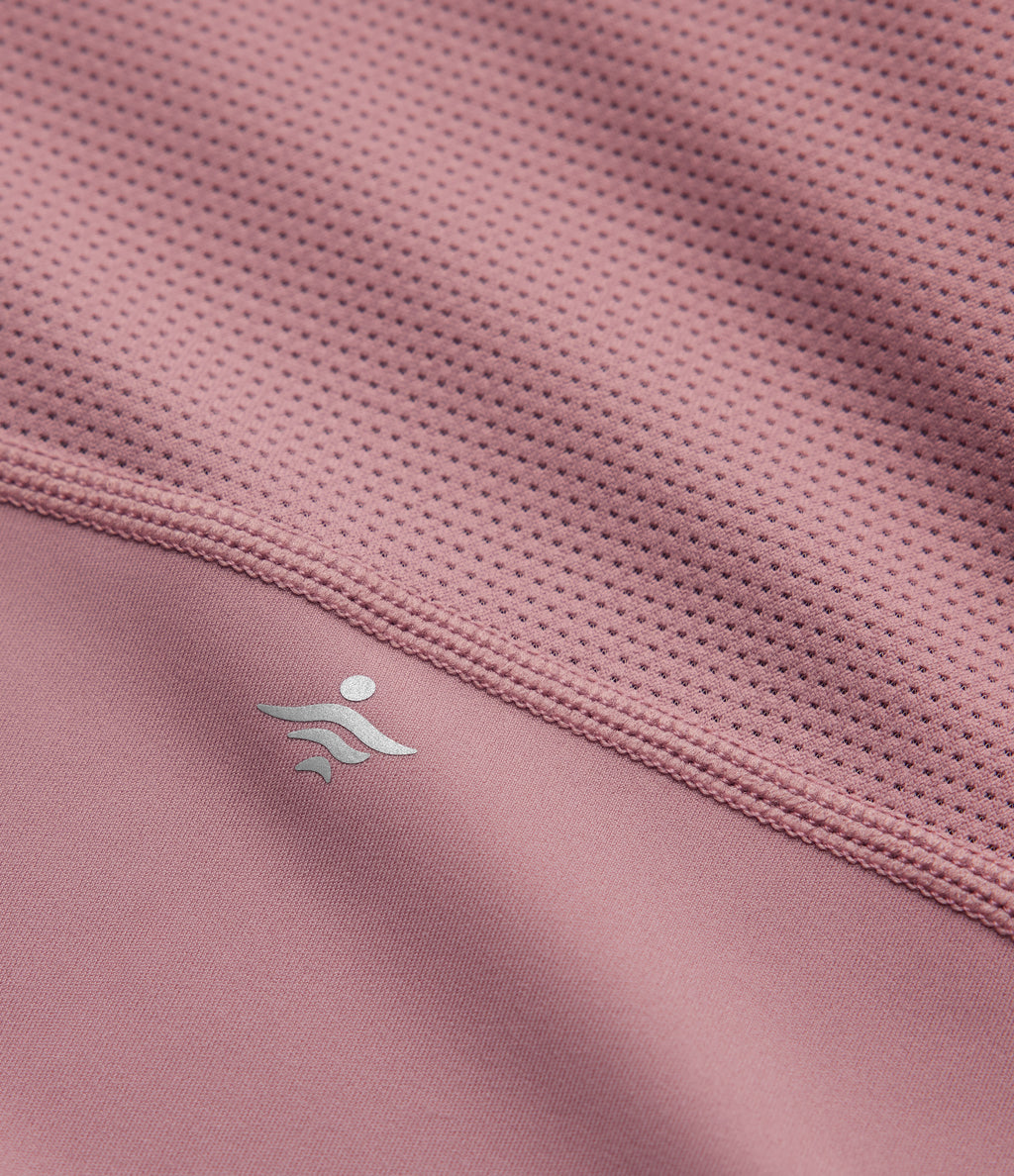 Round Neck Long Sleeve Curved Hem Eyelet InstantCool Quick Dry Running Sports Top-UPF50+ — Nostalgia Rose — view 8