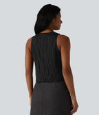 V Neck Stripe InstantCool Work Vest — Black White Pinstripe — view 2