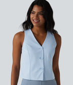 V Neck Stripe InstantCool Work Vest — Cloudline Blue Stripe — view 8