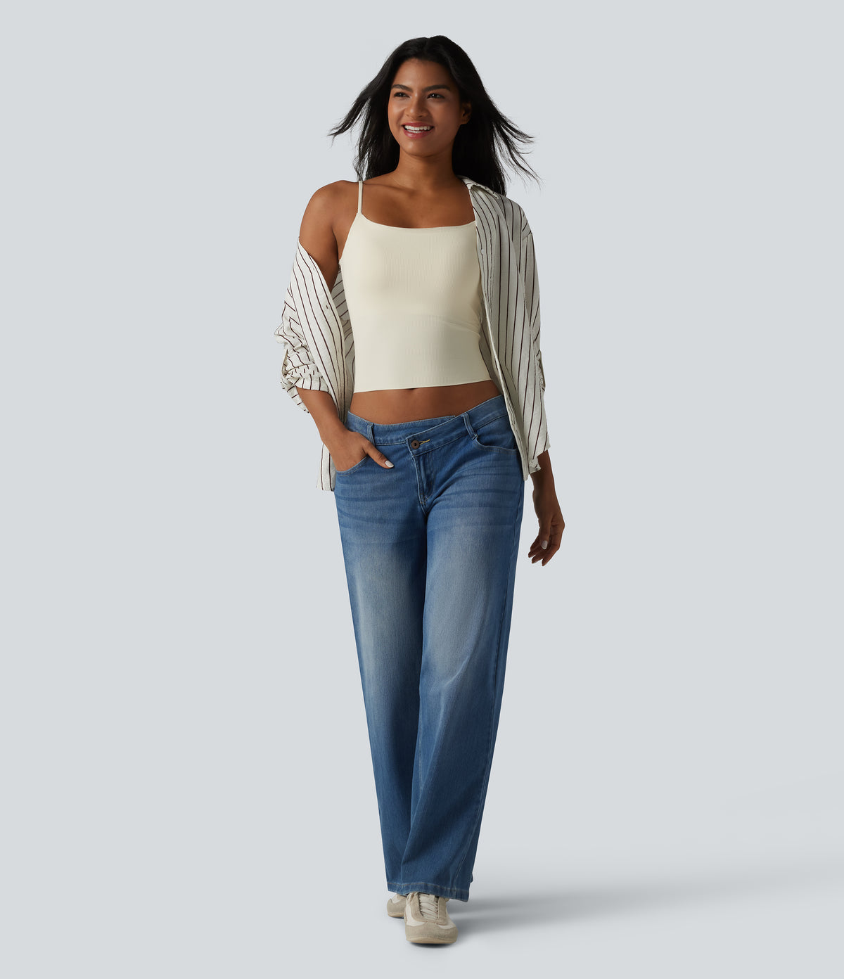 Non-Removable Pad Casual Tank Top — Baby's Breath — view 7