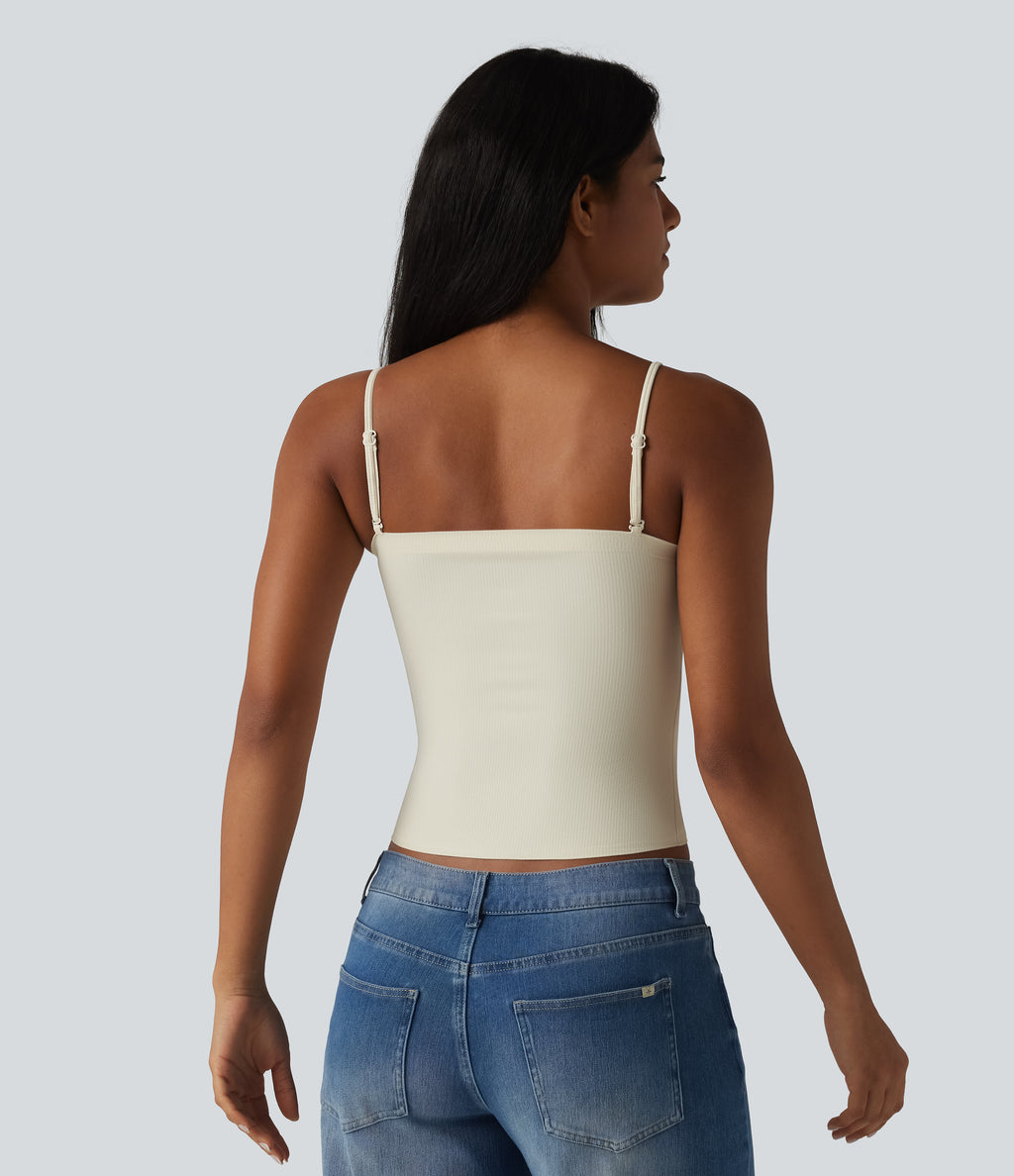 Non-Removable Pad Casual Tank Top — Baby's Breath — view 2