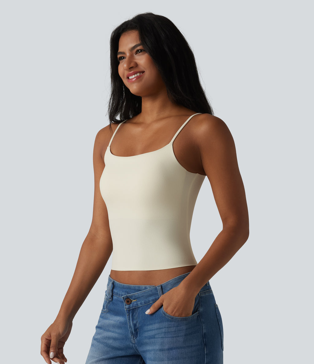 Non-Removable Pad Casual Tank Top — Baby's Breath — view 4