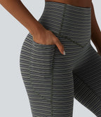 Jacquard Stripe High Waisted Tummy Control Running Leggings with Pockets — Nightwood Stripe — view 6