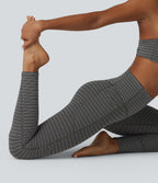 Jacquard Stripe High Waisted Tummy Control Running Leggings with Pockets — Nightwood Stripe — view 3
