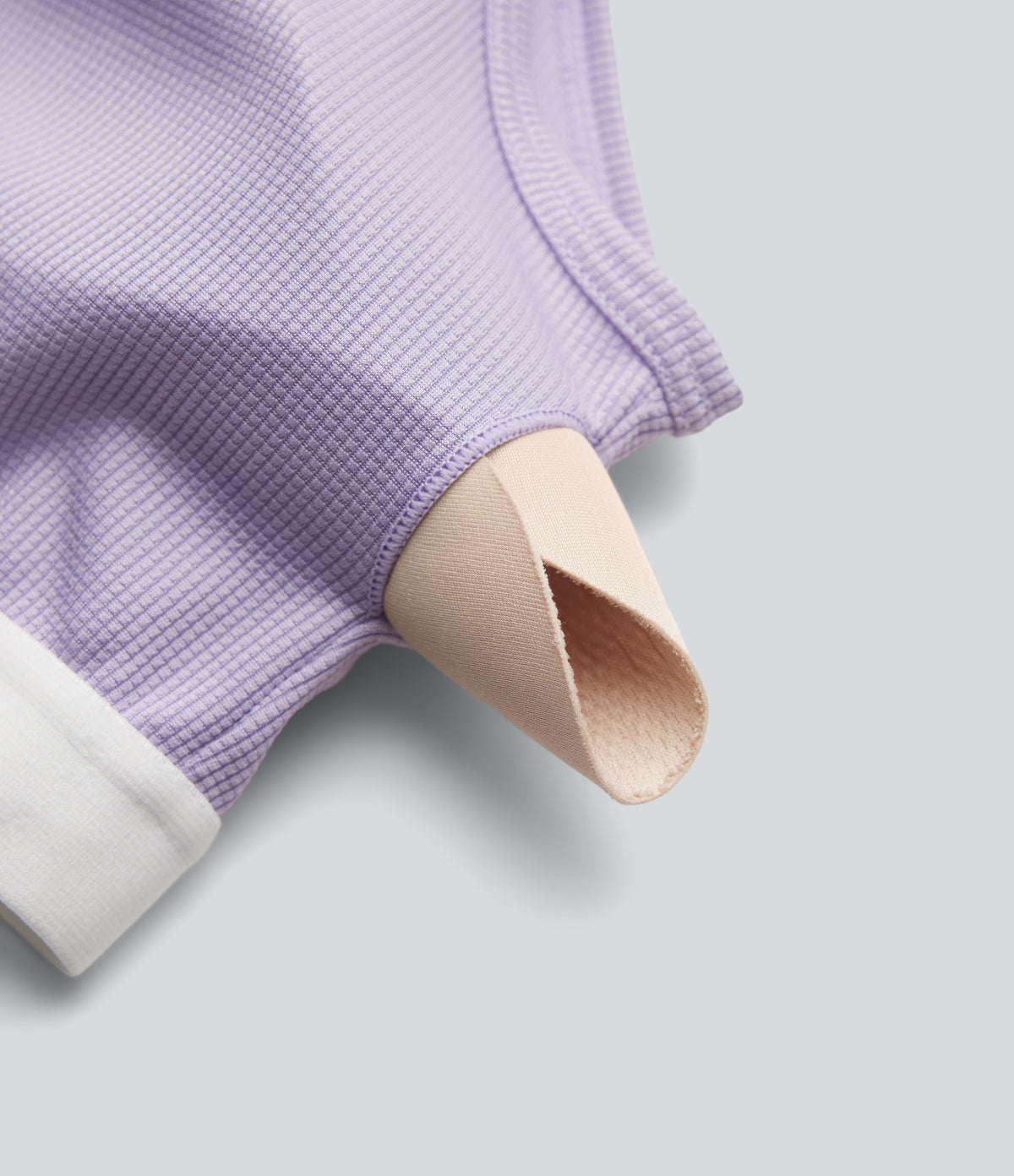 One Shoulder Short Sleeve Pleated Waffle Casual Playsuit with Pockets-Edition — Mashed Taro purple — view 8