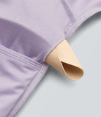 Ribbed Halter Tie Back Off Shoulder Built-in Bra Long Sleeve Casual Jumpsuit with Pockets — Misty Purple — view 7