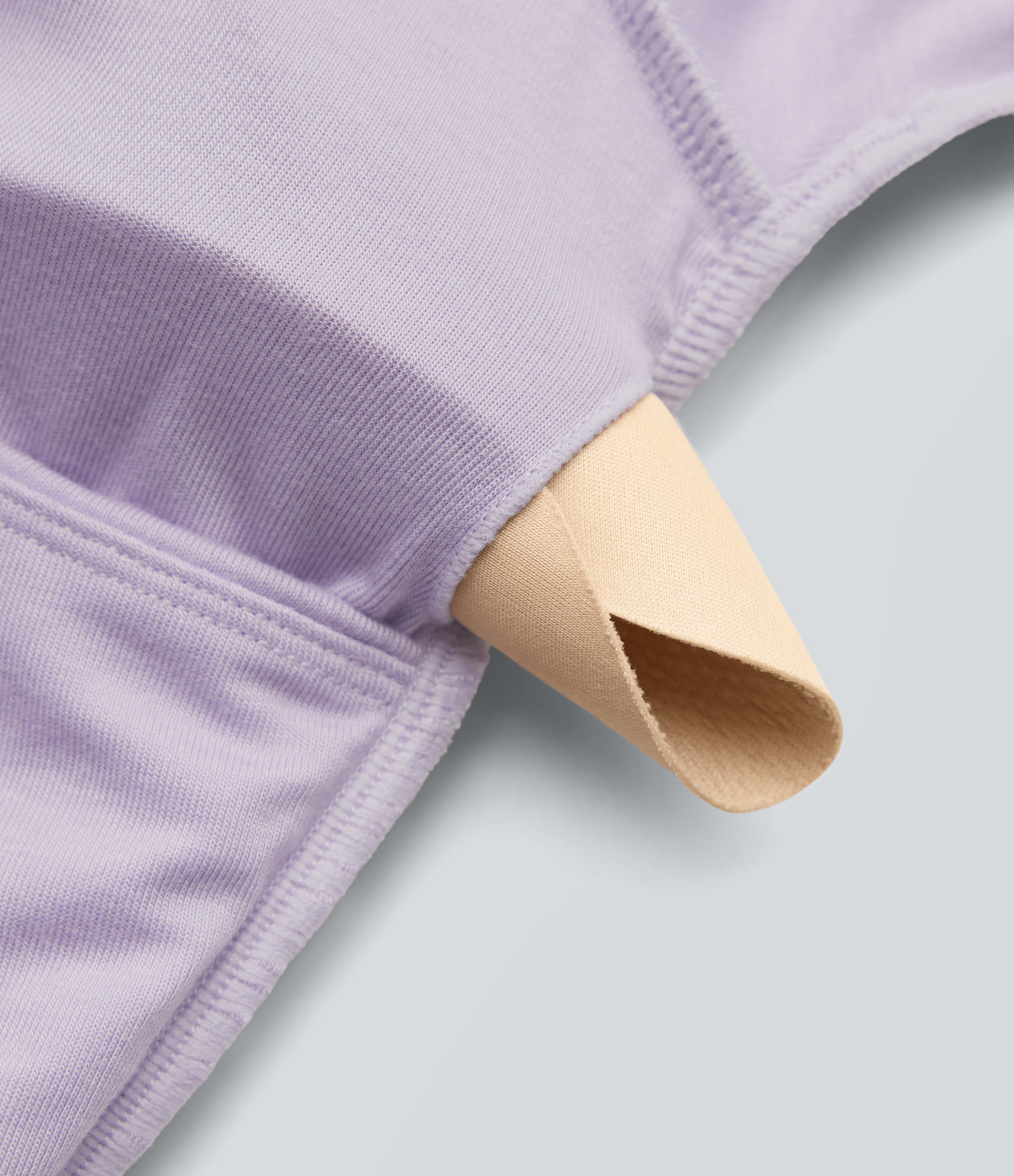 Ribbed Halter Tie Back Off Shoulder Built-in Bra Long Sleeve Casual Jumpsuit with Pockets — Misty Purple — view 7