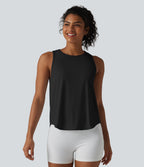 Round Neck Curved Hem InstantCool Quick Dry Running Tank Top-UPF50+ — Black — view 2