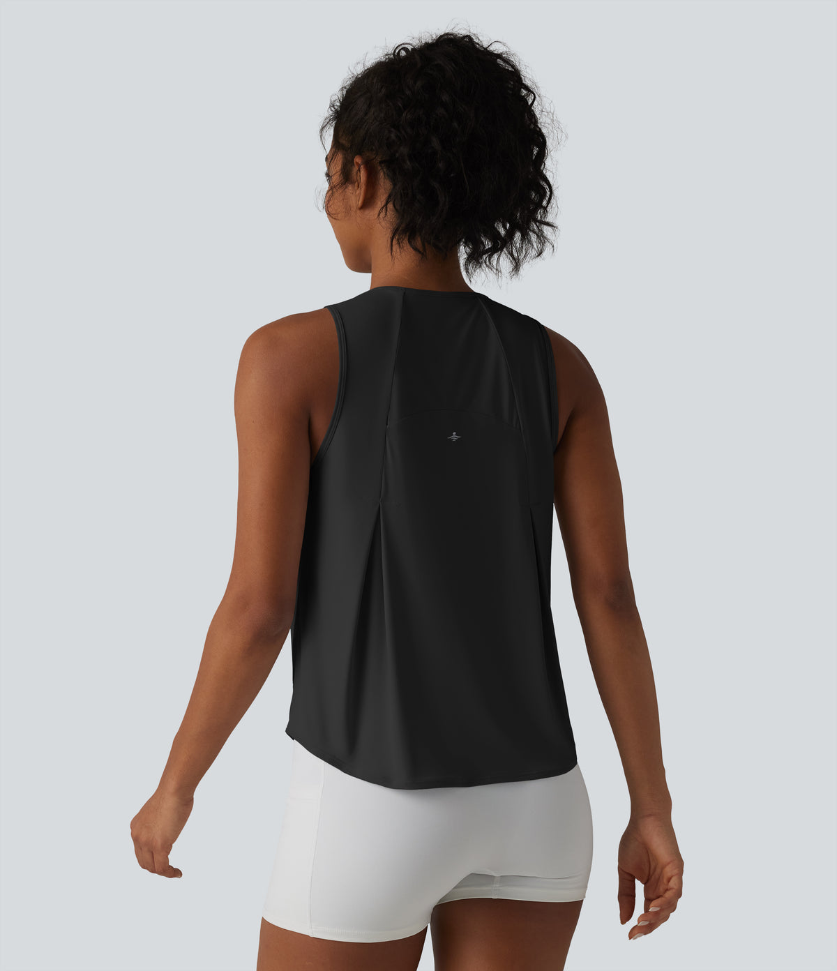 Round Neck Curved Hem InstantCool Quick Dry Running Tank Top-UPF50+ — Black — view 4