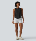 Round Neck Curved Hem InstantCool Quick Dry Running Tank Top-UPF50+ — Black — view 7