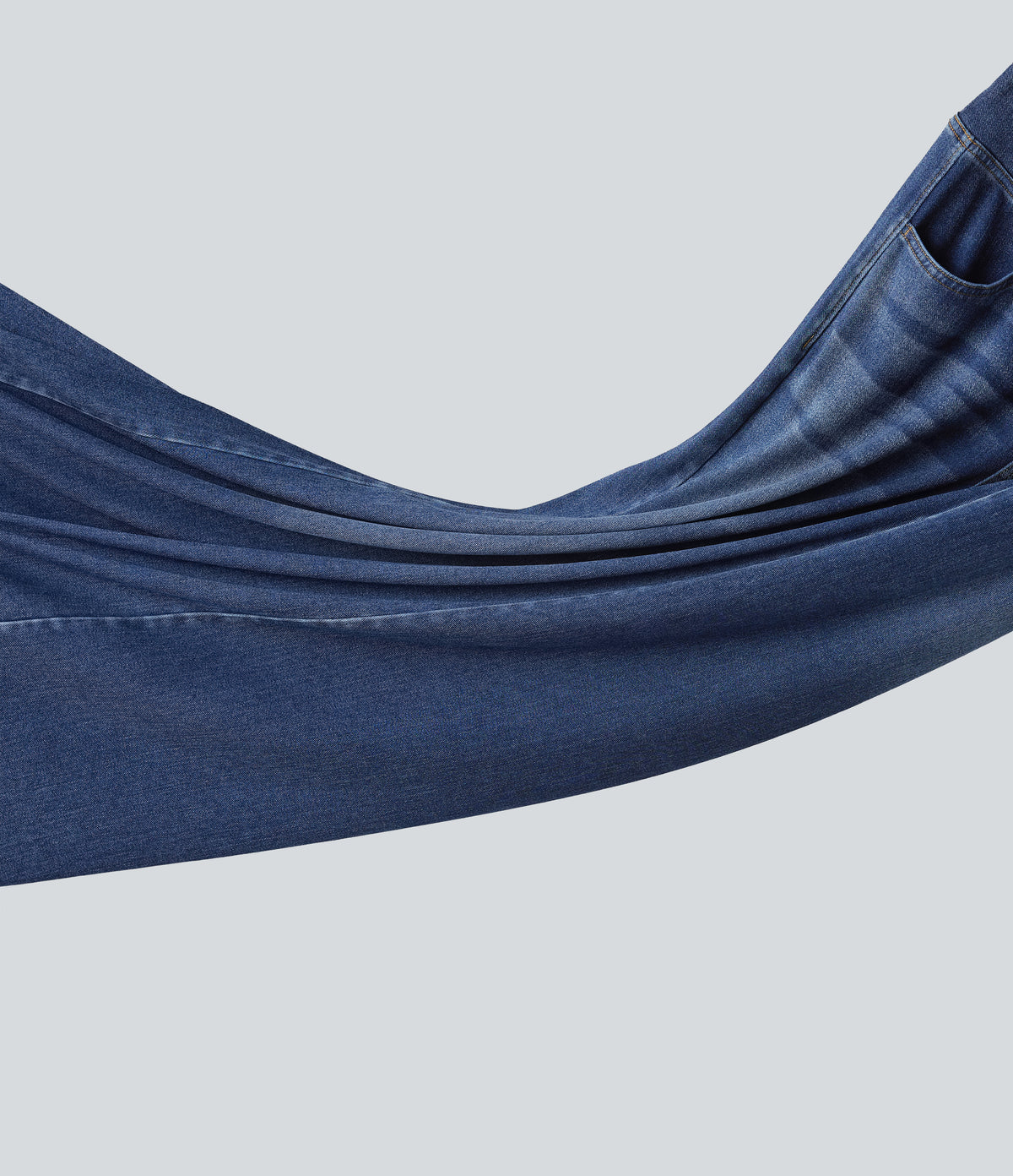 Crossover High Waisted Draped Lyocell Washed Casual Baggy Jeans with Pockets — Tide Blue Denim — view 8