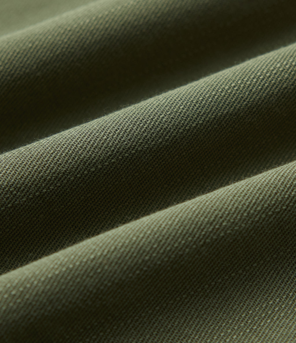 Henley Neck 3/4 Sleeve Linen-Feel Resort Blouse — Dull Grey Green — view 8